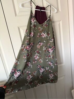 Tempted Burgundy Slip Dress with Olive Straps
